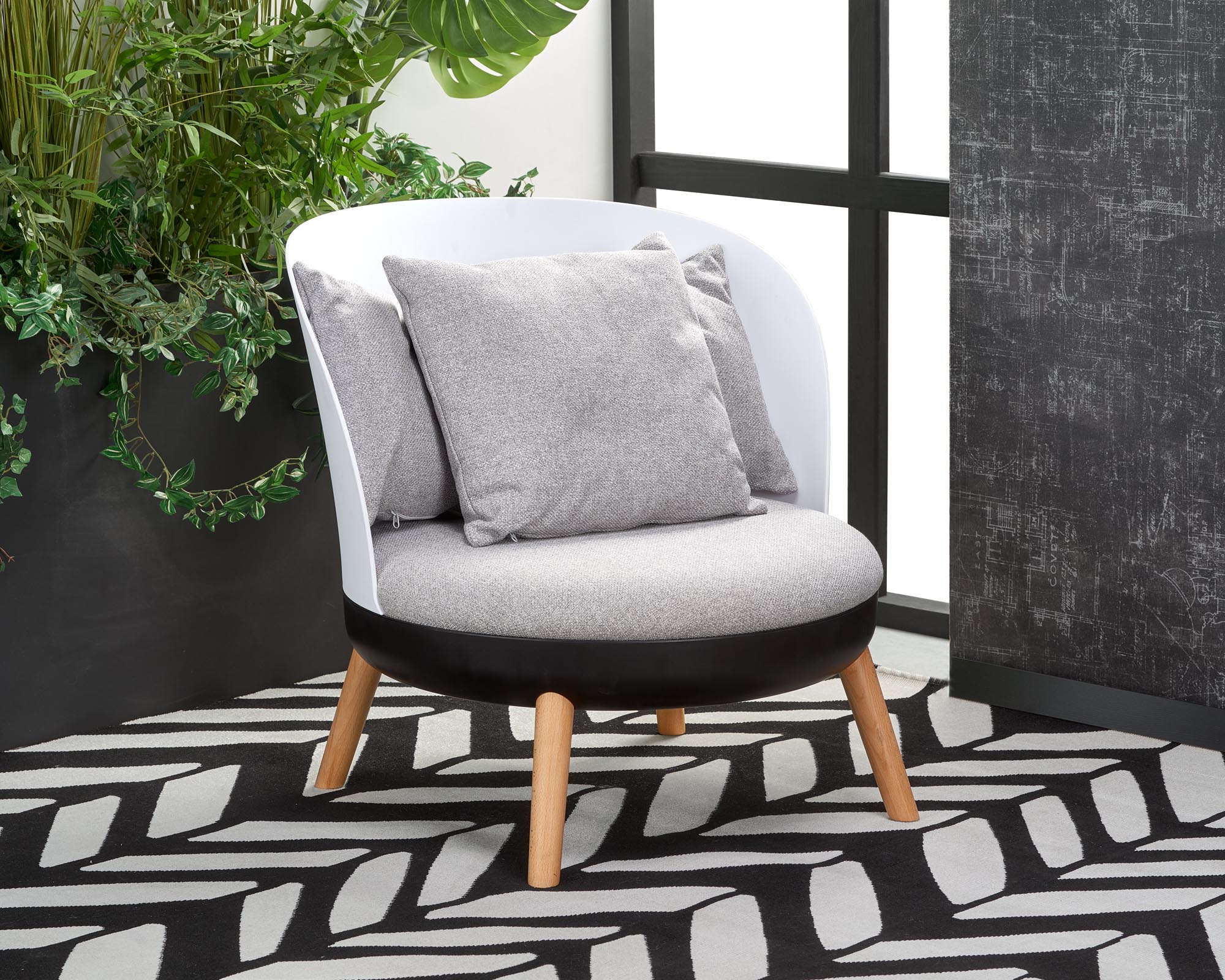 Grey scandi outlet armchair