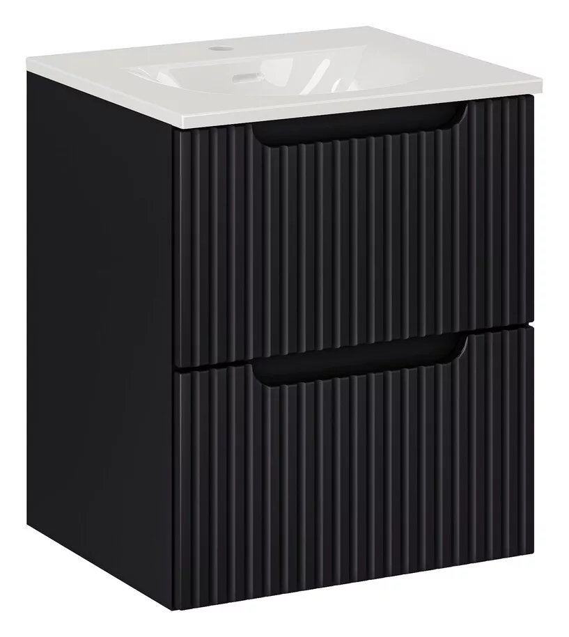 Nova Black Vanity with 2 Drawers + Basin 50cm