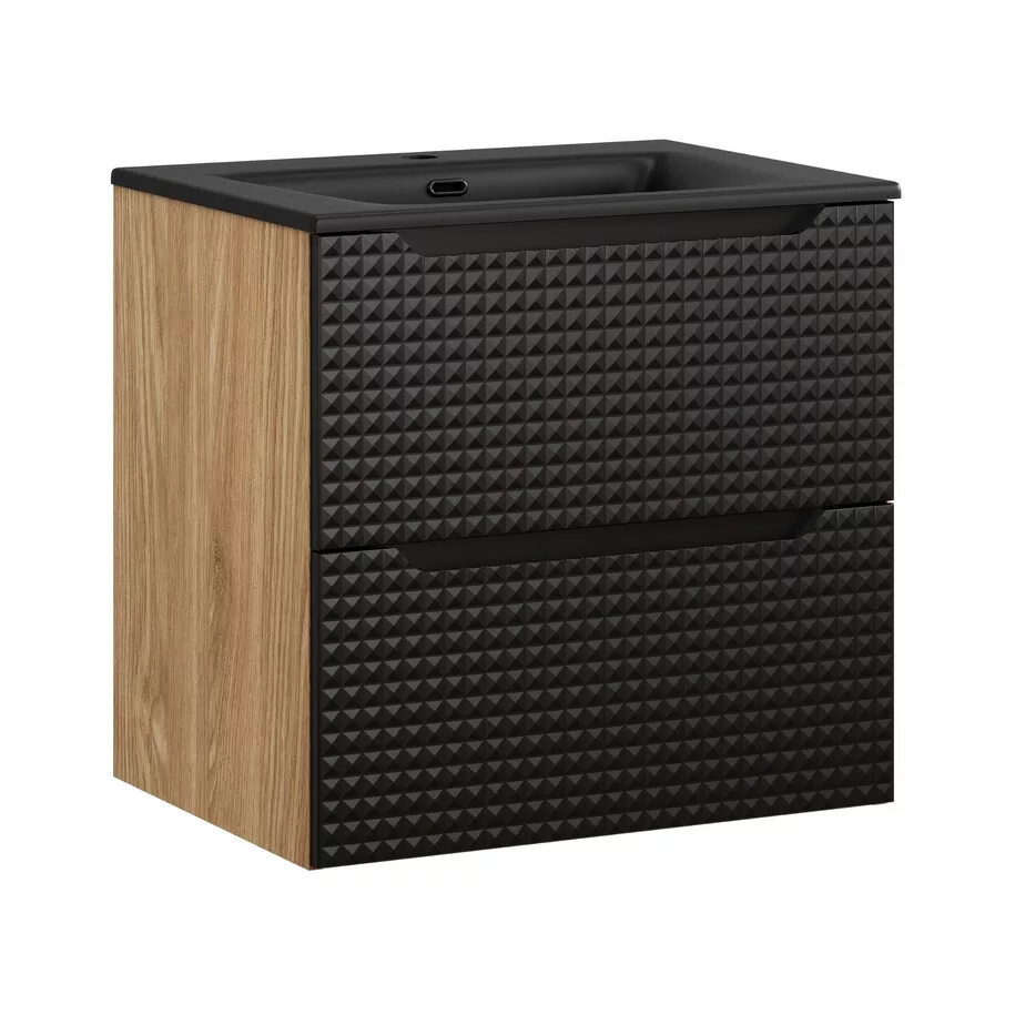 Luxor Black 2 Drawer Vanity + Basin 60cm