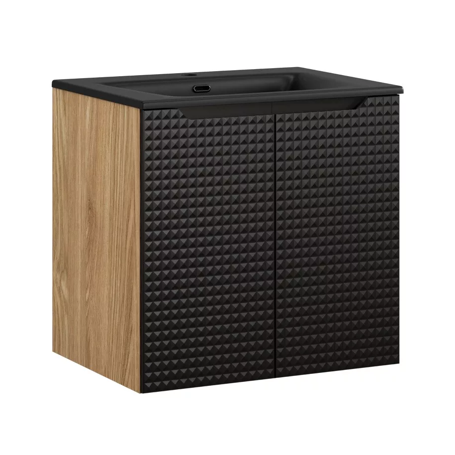 Luxor Black 2 Door Vanity + Basin 60cm