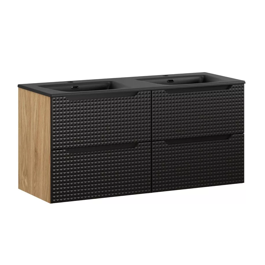 Luxor Black Vanity + Double Bowl Basin 120cm
