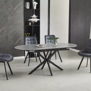 Gaston Extendable Round Dining Table Gray Matt