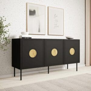 PALAZZO chest of drawers 150 (4D) matt black/craft oak