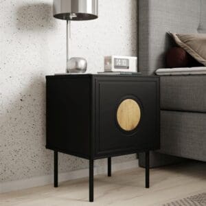 PALAZZO bedside table matt black/ craft oak