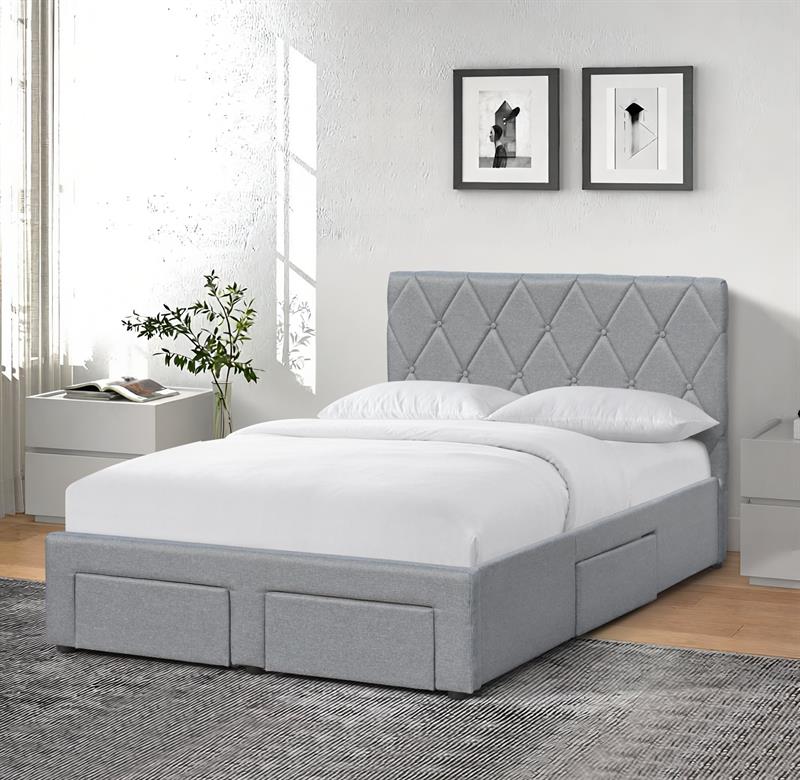 BETINA 120 bed with drawers, gray