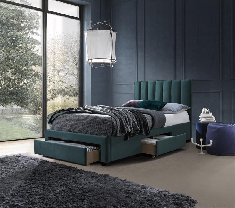 GRACE 120 bed with drawers dark green velvet