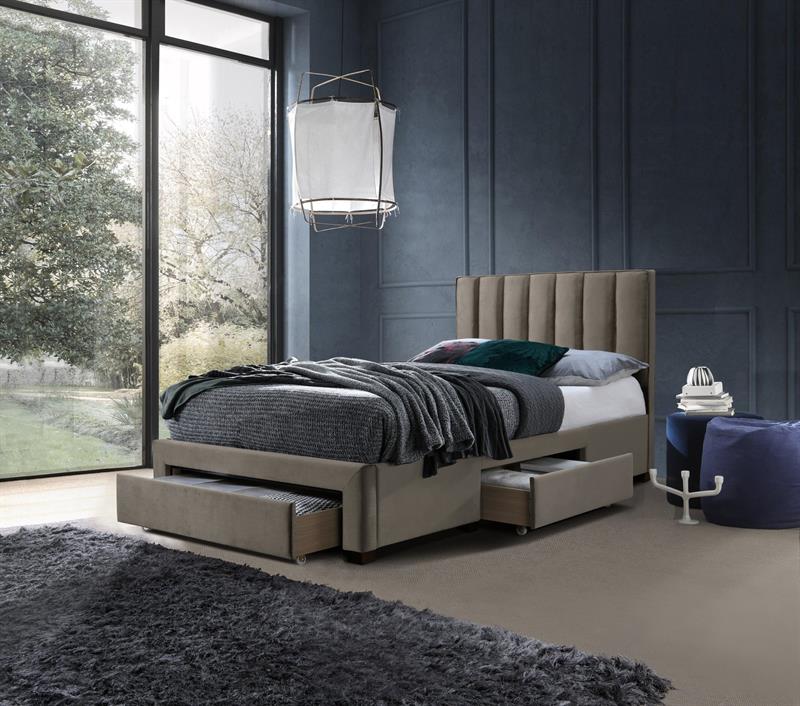 GRACE 120 bed with drawers beige velvet